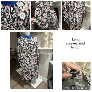 Torrid Black floral long sleeve midi dress